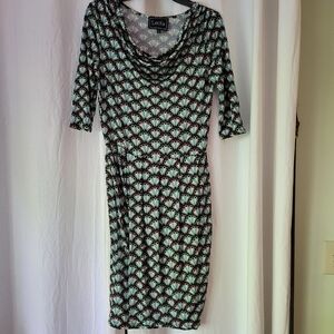 Leota Deco Print Cowl Neck L